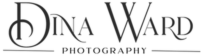 Black and white logo with stylized text that reads "Dina Ward." The "D" in "Dina" is represented by a musical note symbol. The design uses a decorative, elegant font.